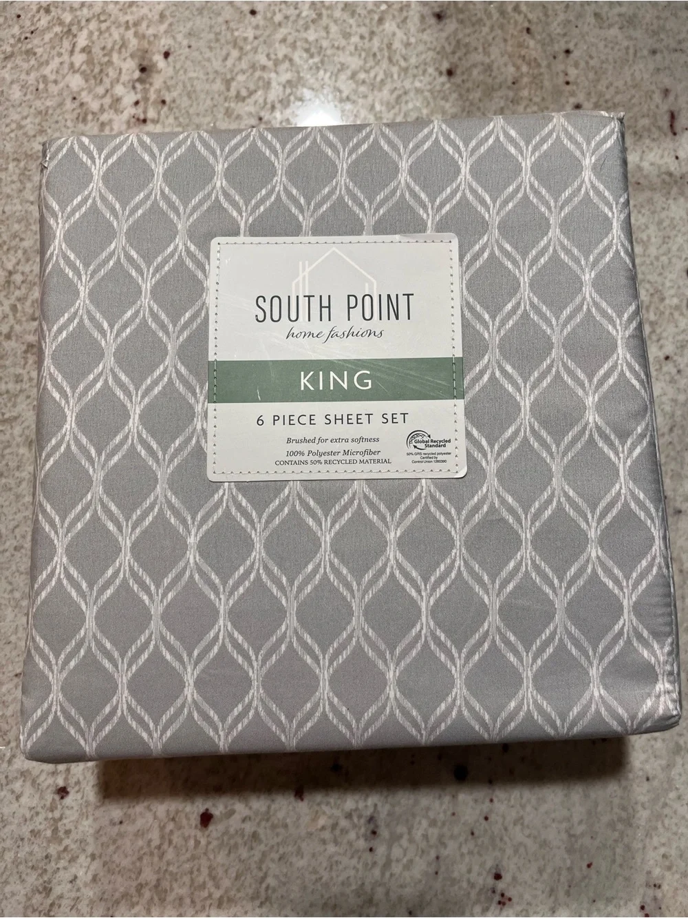 South Point King Sheet Set in Gray with Geometric Pattern